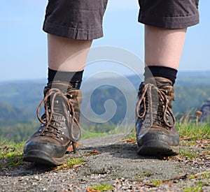 Hiking woman with boots