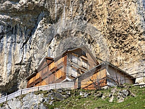 Hiking and Ãâscher cliff restaurant Aescher cliff restaurant Berggasthaus Aescher-Wildkirchli or Mountain inn Aescher-Wildkirchli photo