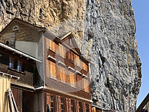 Hiking and Ãâscher cliff restaurant Aescher cliff restaurant Berggasthaus Aescher-Wildkirchli or Mountain inn Aescher-Wildkirchli photo