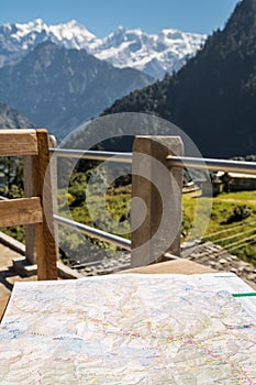 Hikking map on a table