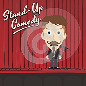 Hilarious guy stand up comedian cartoon