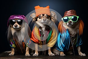 A hilarious scene of a dog dressed up in various costumes, bringing laughter to any occasion. Generative AI