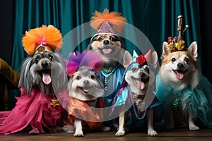 A hilarious scene of a dog dressed up in various costumes, bringing laughter to any occasion. Generative AI