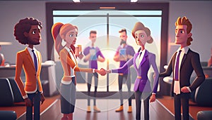 The Hilarious Team Welcome, AI-Powered Handshakes in Photorealistic Cartoon Style Animation, Made with Generative AI