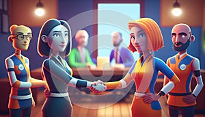 The Hilarious Team Welcome, AI-Powered Handshakes in Photorealistic Cartoon Style Animation, Made with Generative AI