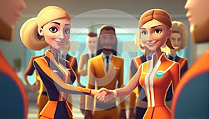 The Hilarious Team Welcome, AI-Powered Handshakes in Photorealistic Cartoon Style Animation, Made with Generative AI