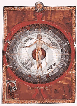 Hildegard Von Bingen's Universal Man Illustration