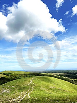 A Hill with blue sky in indonesia