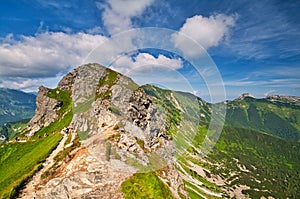 Hill in Cervene vrchy mountains in the border of Poland and Slovakia