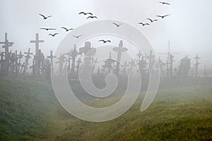 Hill of Crosses Kryziu kalnas, a famous site of pilgrimage in northern Lithuania