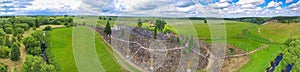 Hill of Crosses, Lithuania. Panoramic aerial view on a summer af