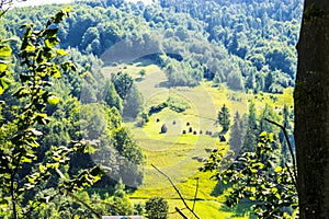 Hill and haystacks