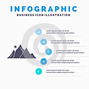 hill, landscape, nature, mountain, sun Infographics Template for Website and Presentation. GLyph Gray icon with Blue infographic