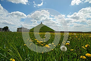 Hill with the Lion in meadow at Waterloo in Belgium