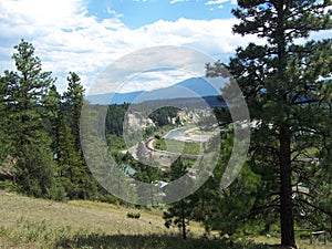 Hill over river and train tracks