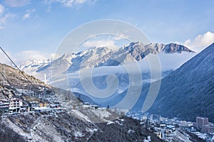 On a hill overlooking the kangding city