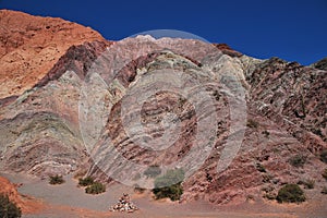 The hill of seven colors (cerro de los siete colores) at Purmamarca, Argentina