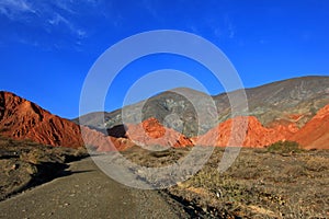 The hill of seven colors, cerro de los siete colores, at Purmamarca, Jujuy, Argentina