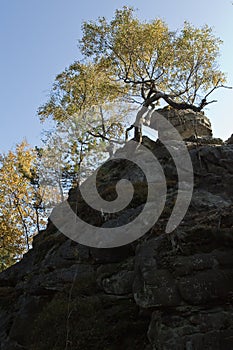 Hill side wall made of stones.