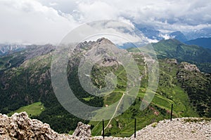 Hill slopes with paths running over