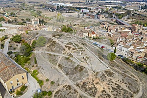 Hill square Saint Barbara Montblanc, Spain there are remains of an Iberian town