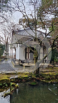 Hill temple in Kyoto in winter