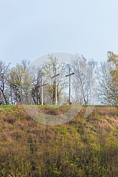 Hill with three crosses in Kazimierz Dolny.