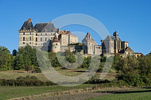 The hill top village and castle of Biron in the Dordogne region