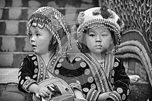 Hill tribe children in traditional clothing at Doi Suthep