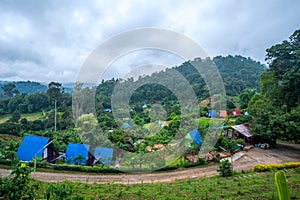 Hill tribe village on mountain in Mae Rim, Chiang Mai