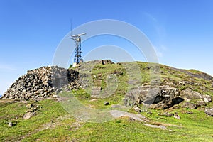 A hill at Vigdel fort while hiking between Hellestostranden and Vigdelstranden beaches