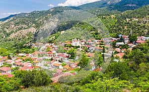 The hill village Pedoulas in the Marathassa Valley Troodos Mountains Cyprus photo