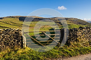 Hill walking the Norber Eratics around Austwick in Craven in  the Yorkshire Dales photo