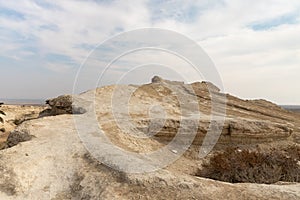 The hill  in which the caves of the hermits are located near the Deir Hijleh Monastery - Monastery of Gerasim of Jordan in the