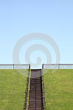 Hill with wooden stairs