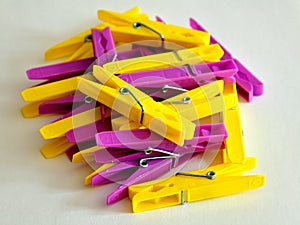 Hill from yellow and pink linen clothespins