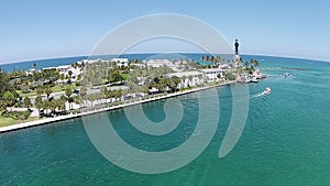 Hillboro inlet in South Florida aerial view