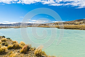 Hills along river La Leona in Argentina