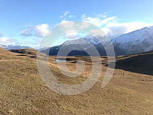 Hills around Wanaka Queenstown lake landscape view on hills and mountains