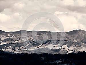 Hills in black and white