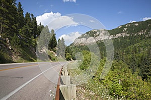 Hills and cliffs of the Black Hills along the Spearfish Canyon Highway in South Dakota