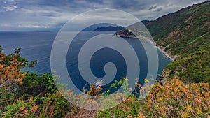 Hills and coast near Manarola, Cinque Terre, Italy