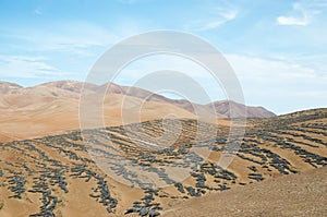 Hills covered with sands in Chilean desert