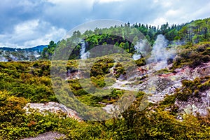 Hills with hot evaporating springs