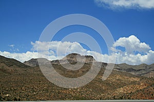 Hills landscape in Nevada. Desert plants some brushes