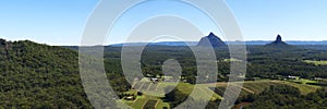 Hills and pasture of the Sunshine Coast hinterland.