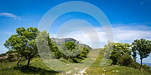 Hills in Sicilian country landscape, Italy