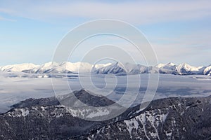 Hills in Slovakia with snow