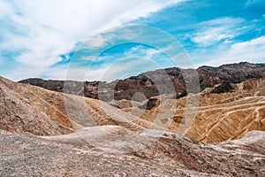 Hills and unusual mountains in Zabriskie Point Death Valley National Park. Natural landscape in USA