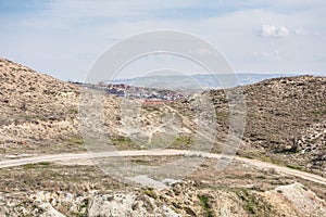 Hills and village in Cappadocia,Turkey